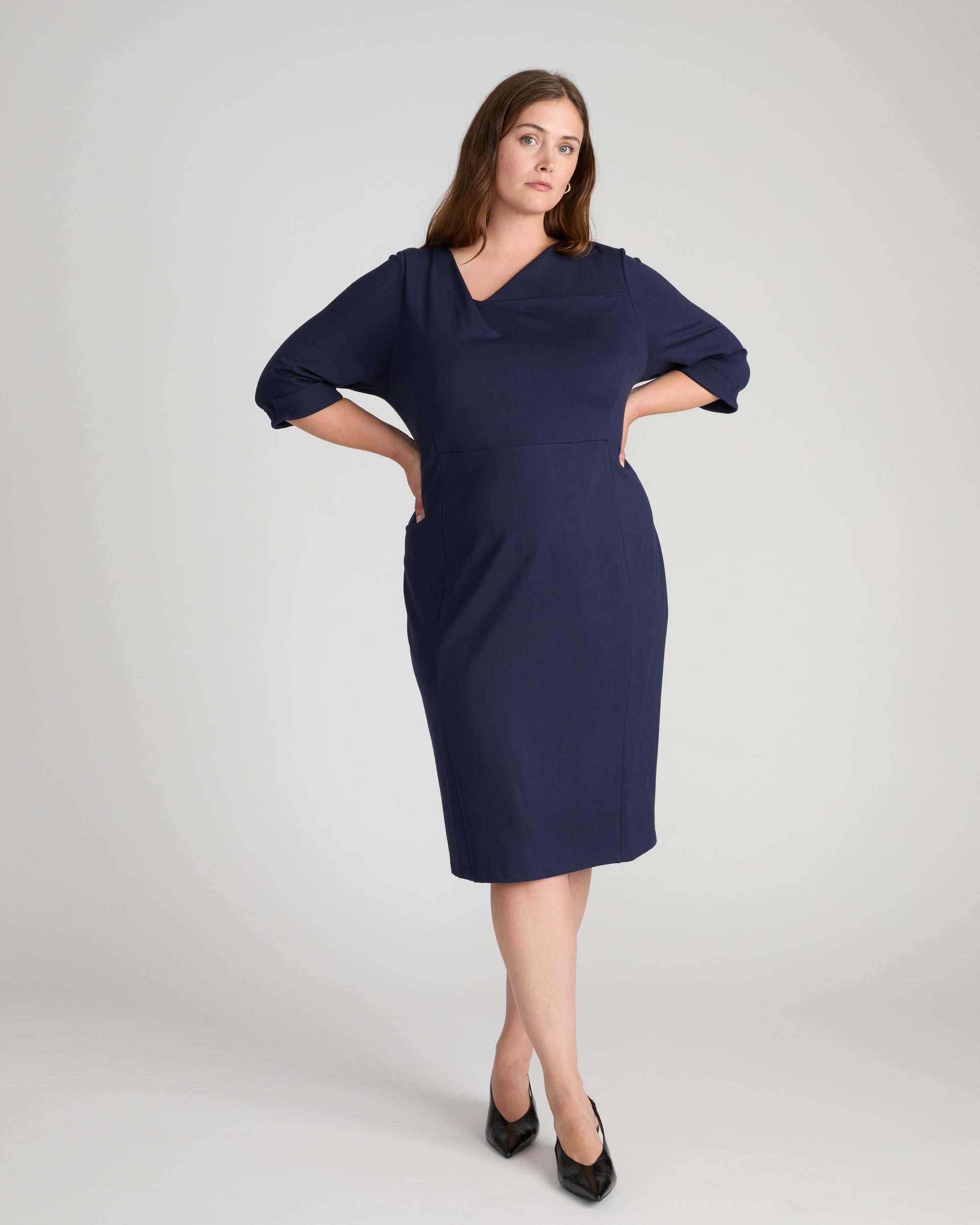Lando Sculpted Ponte Dress - Navy | Plus Size & Straight Size Women's Fashion | Universal Standard