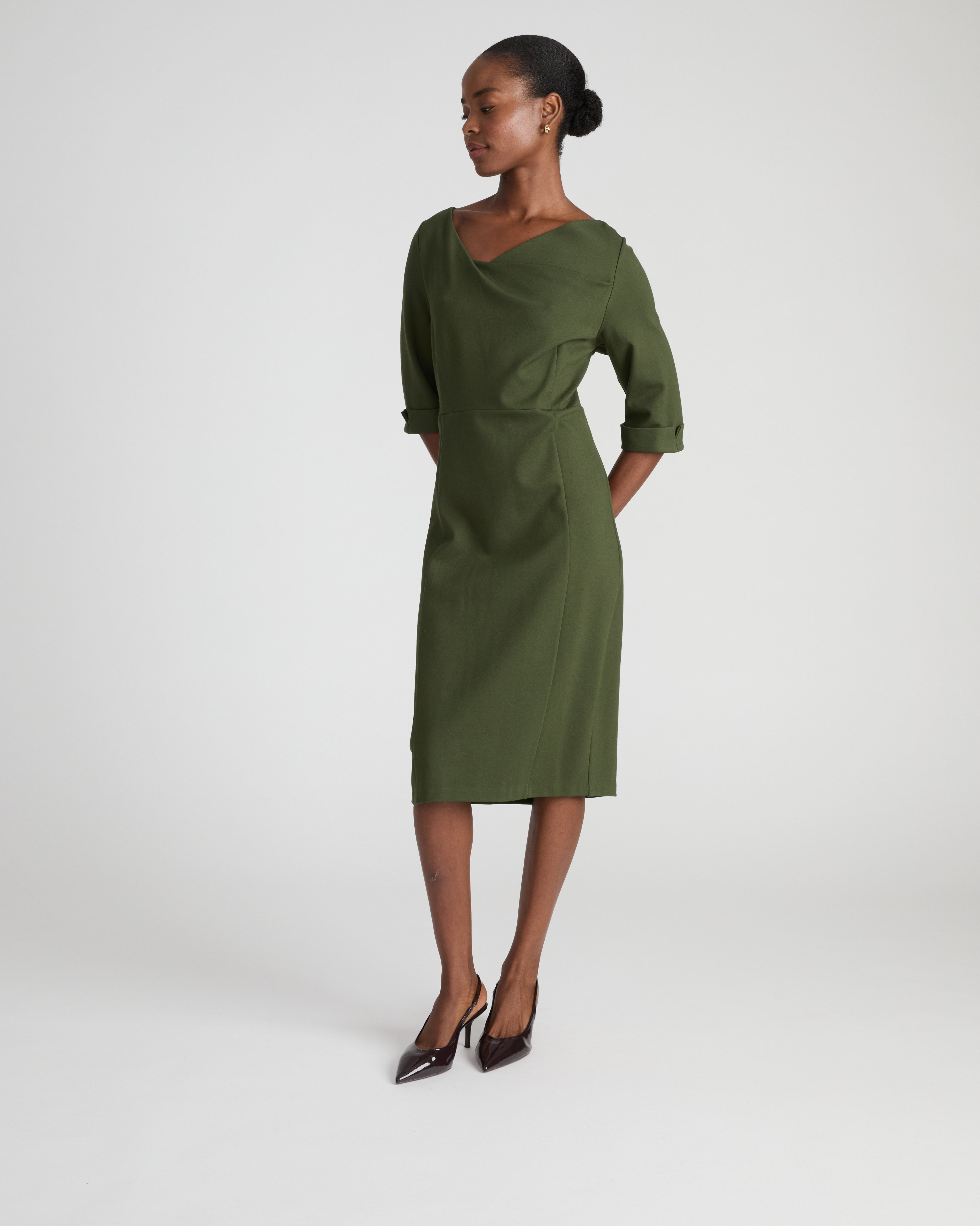 Lando Sculpted Ponte Dress - Kombu Green – Universal Standard