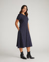Imani Ponte Dress - Navy Pinstripe