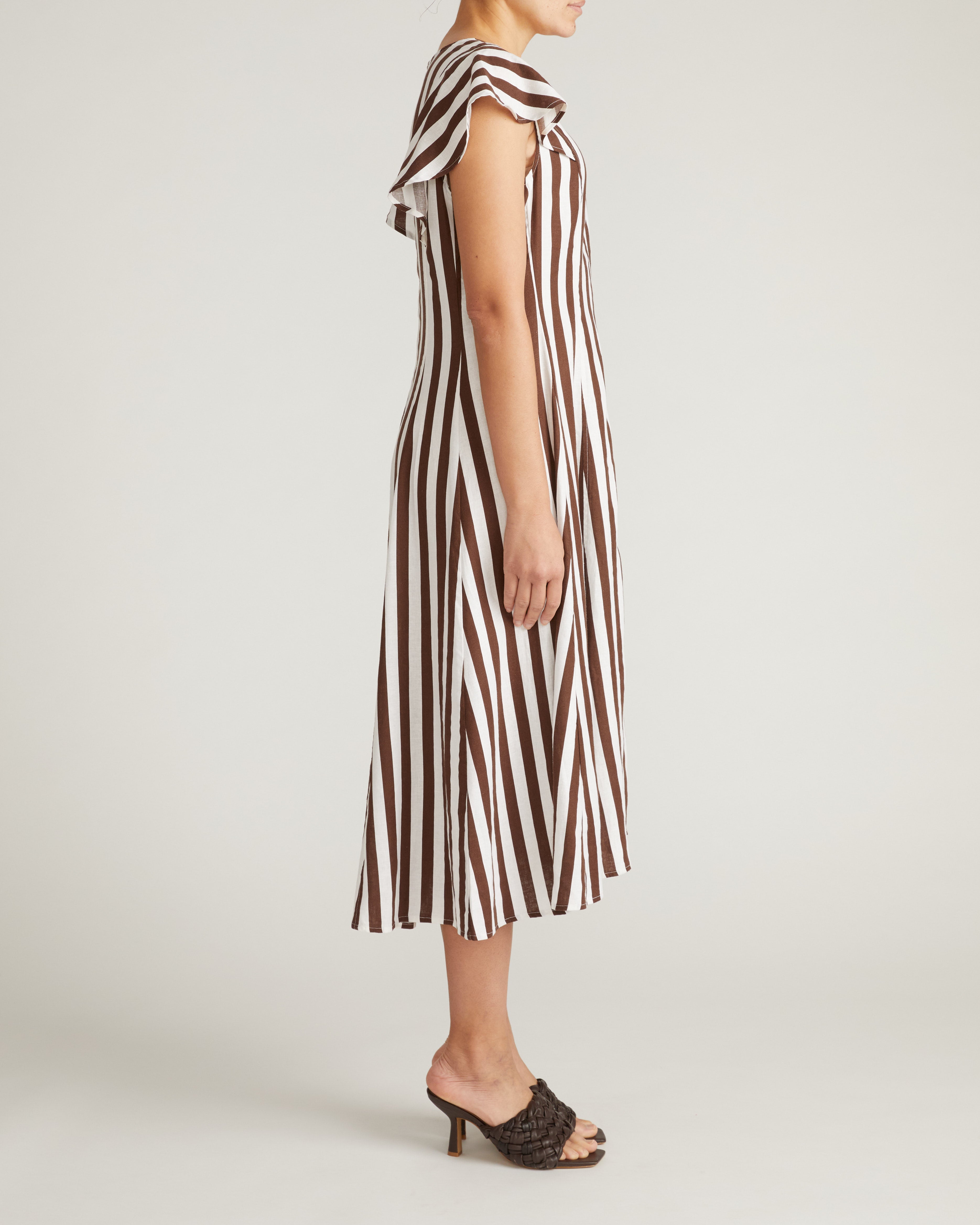 Victoria Linen Blend Dress - Peppercorn Stripe – Universal Standard