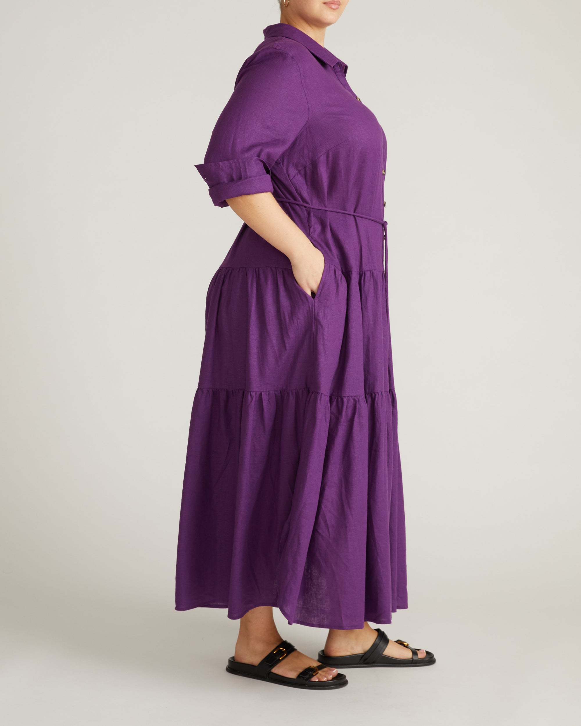 a line dress navy Navy Square Neck A-line Midi Dress – AX Paris main image 1