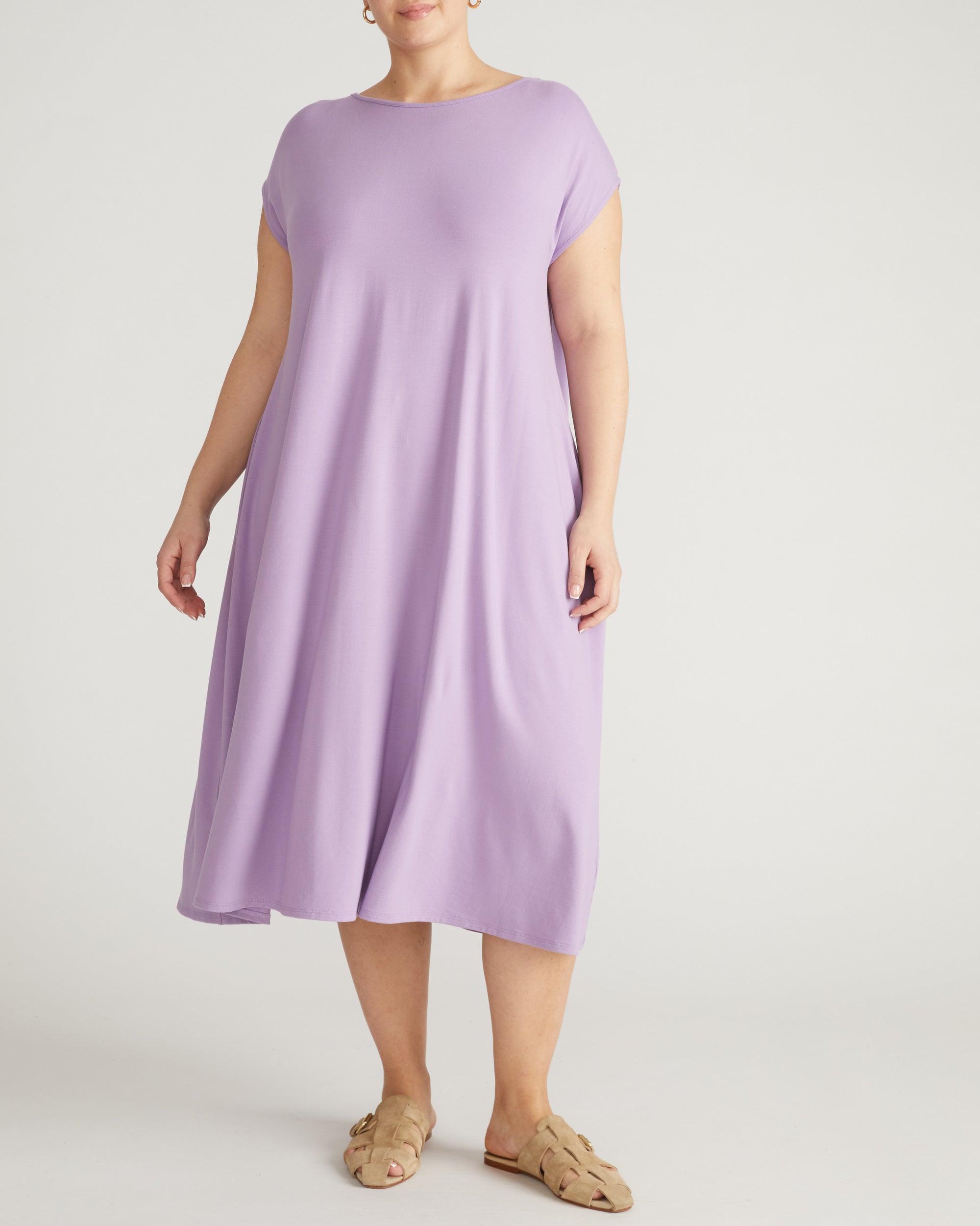 flared jersey dress Fit & Flare Jersey Smocked-Waist Midi Dress