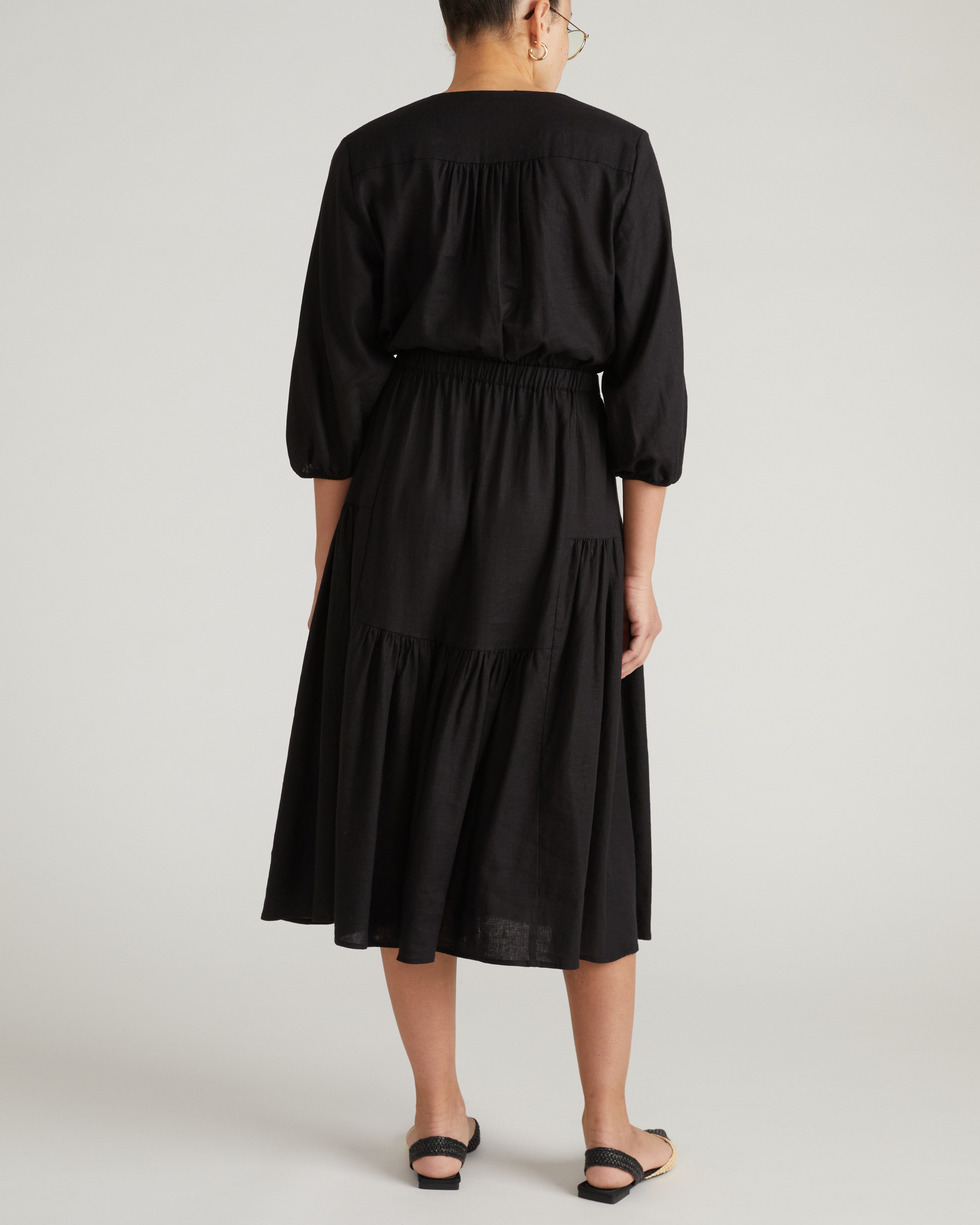 Sorrento Linen Midi Dress - Black – Universal Standard