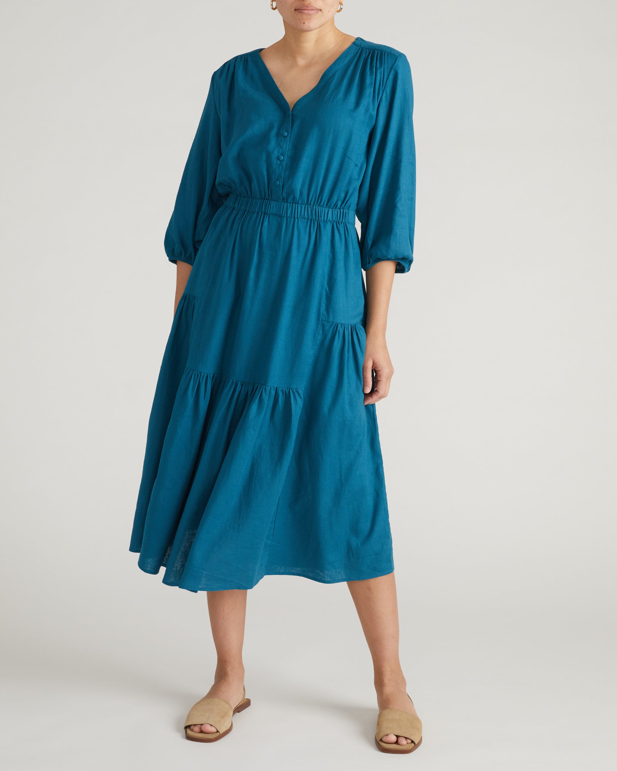 Sorrento Linen Midi Dress - Ink Blue | Plus Size & Straight Size Women's Fashion | Universal Standard