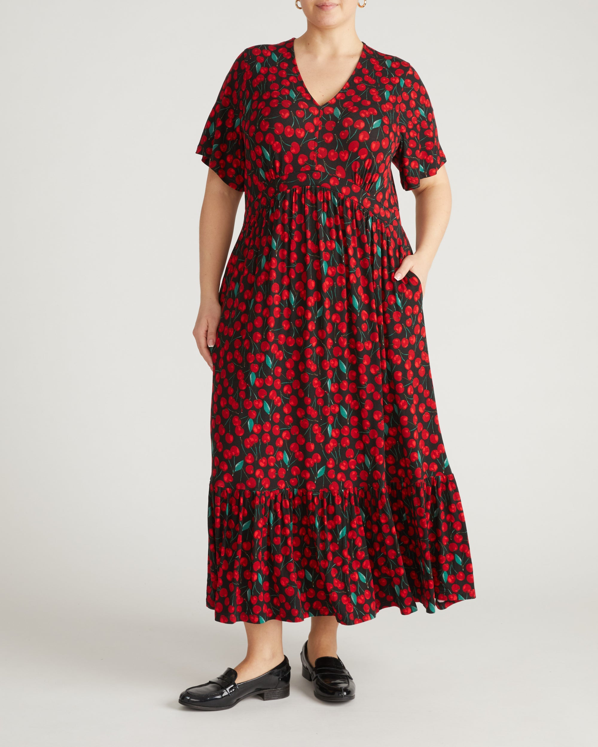 Ravello Liquid Jersey Dress - Very Cherry Print | Plus Size & Straight Size Women's Fashion | Universal Standard