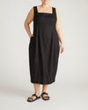 Saulay Square Neck Linen Blend Midi Dress - Black | Plus Size & Straight Size Women's Fashion | Universal Standard