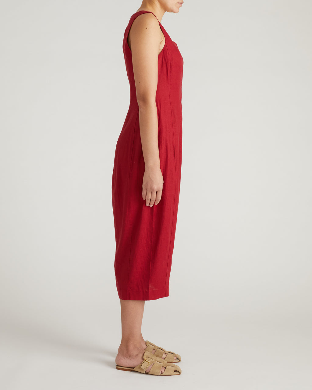 Saulay Square Neck Linen Midi Dress