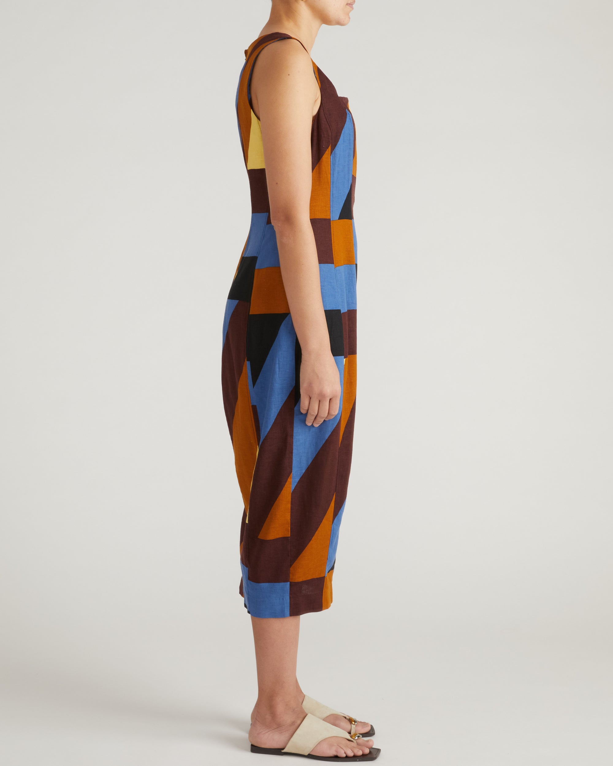 Saulay Square Neck Linen Midi Dress - Beach Ombra Print | Plus Size & Straight Size Women's Fashion | Universal Standard