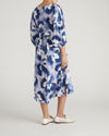 Amparo Linen Blend Dress - Blue Pressed Flower Print | Plus Size & Straight Size Women's Fashion | Universal Standard