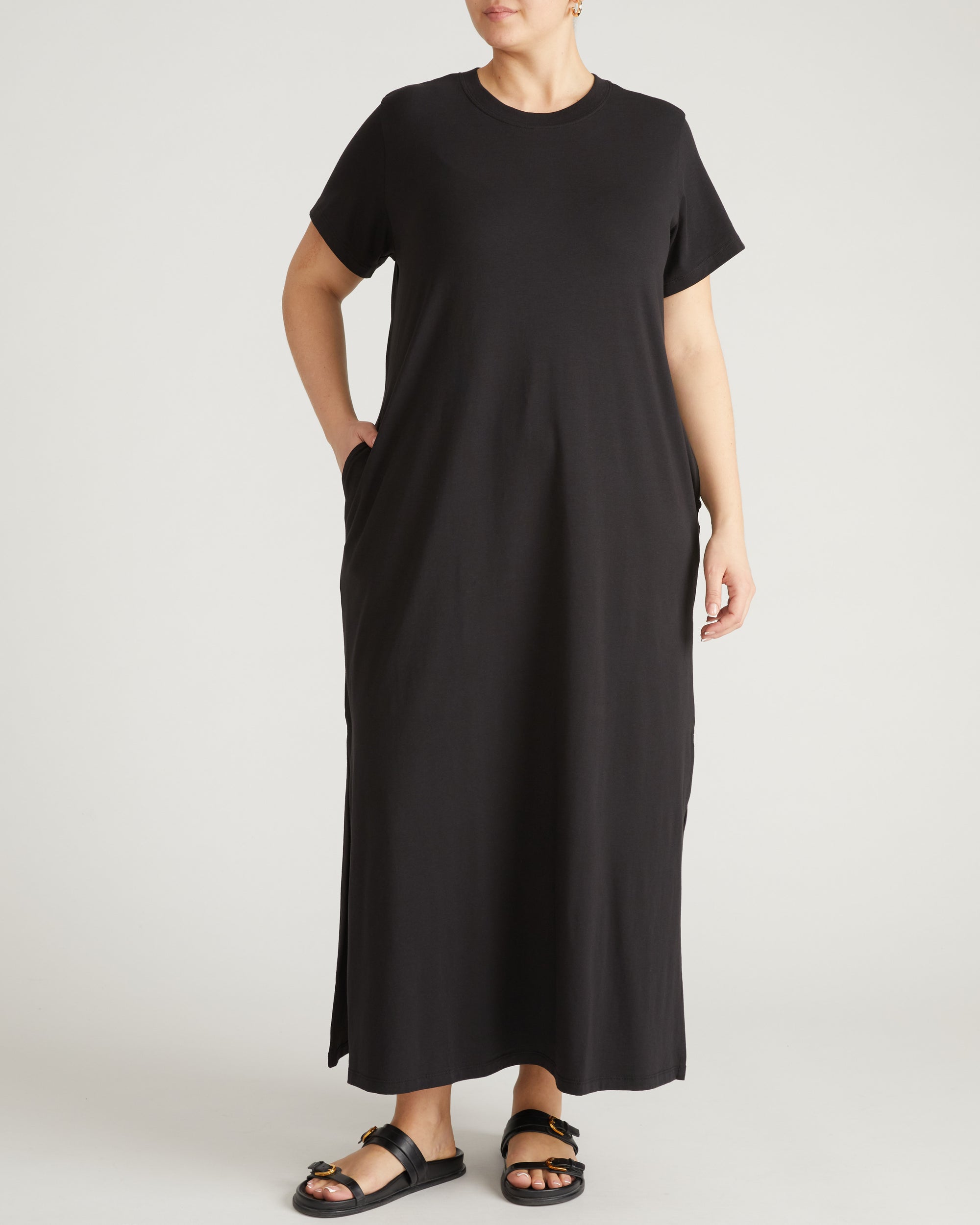 Maxi T-Shirt Dress - / Black- Size2XS