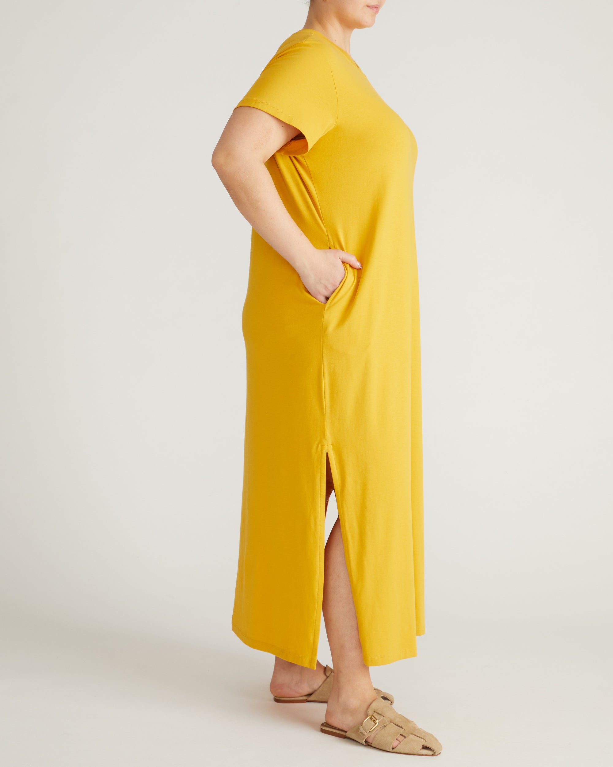 Halie Maxi T-Shirt Dress - Goldenrod | Plus Size & Straight Size Women's Fashion | Universal Standard