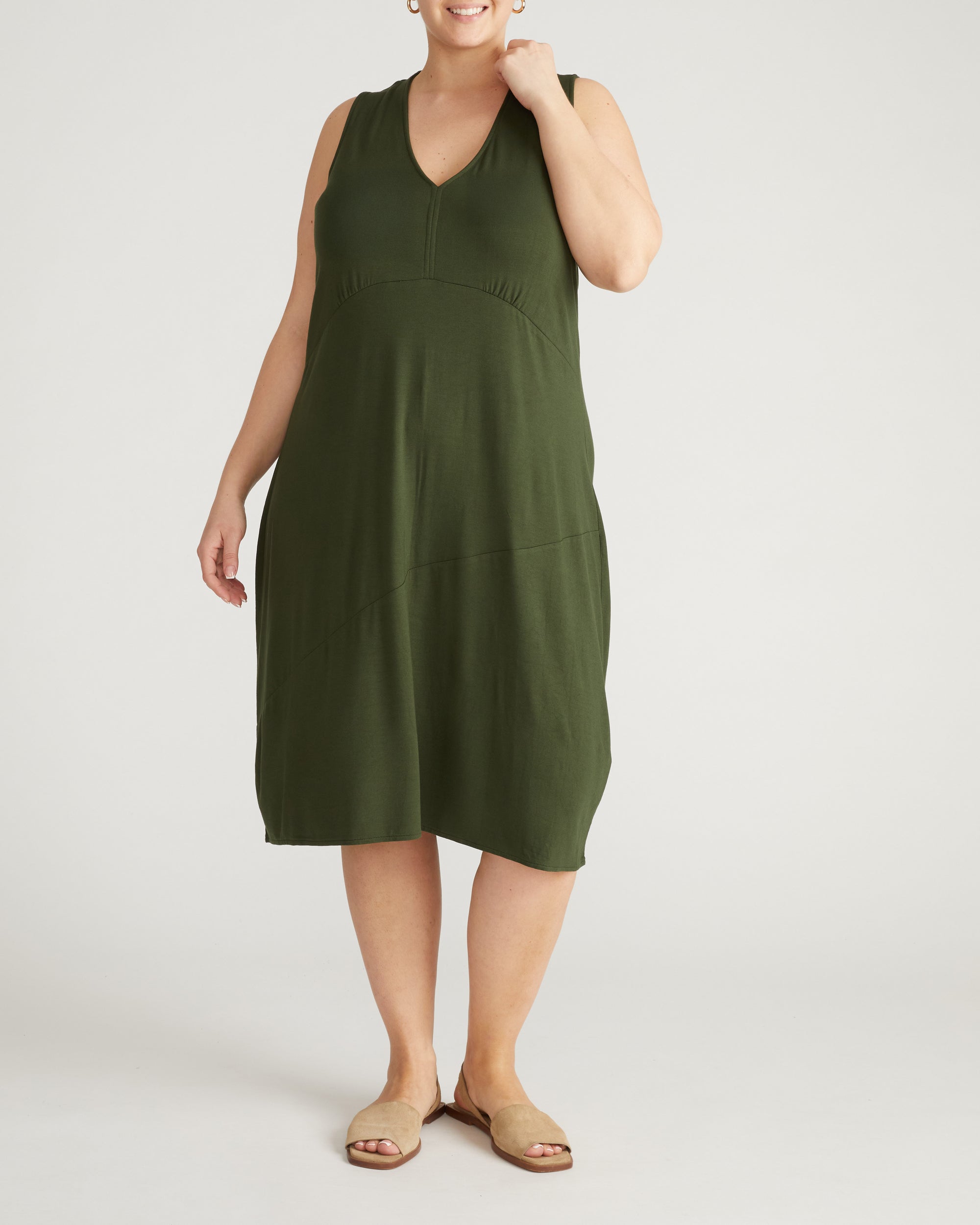 Lila Tie-Back Liquid Jersey Dress - Coratina Green | Plus Size & Straight Size Women's Fashion | Universal Standard