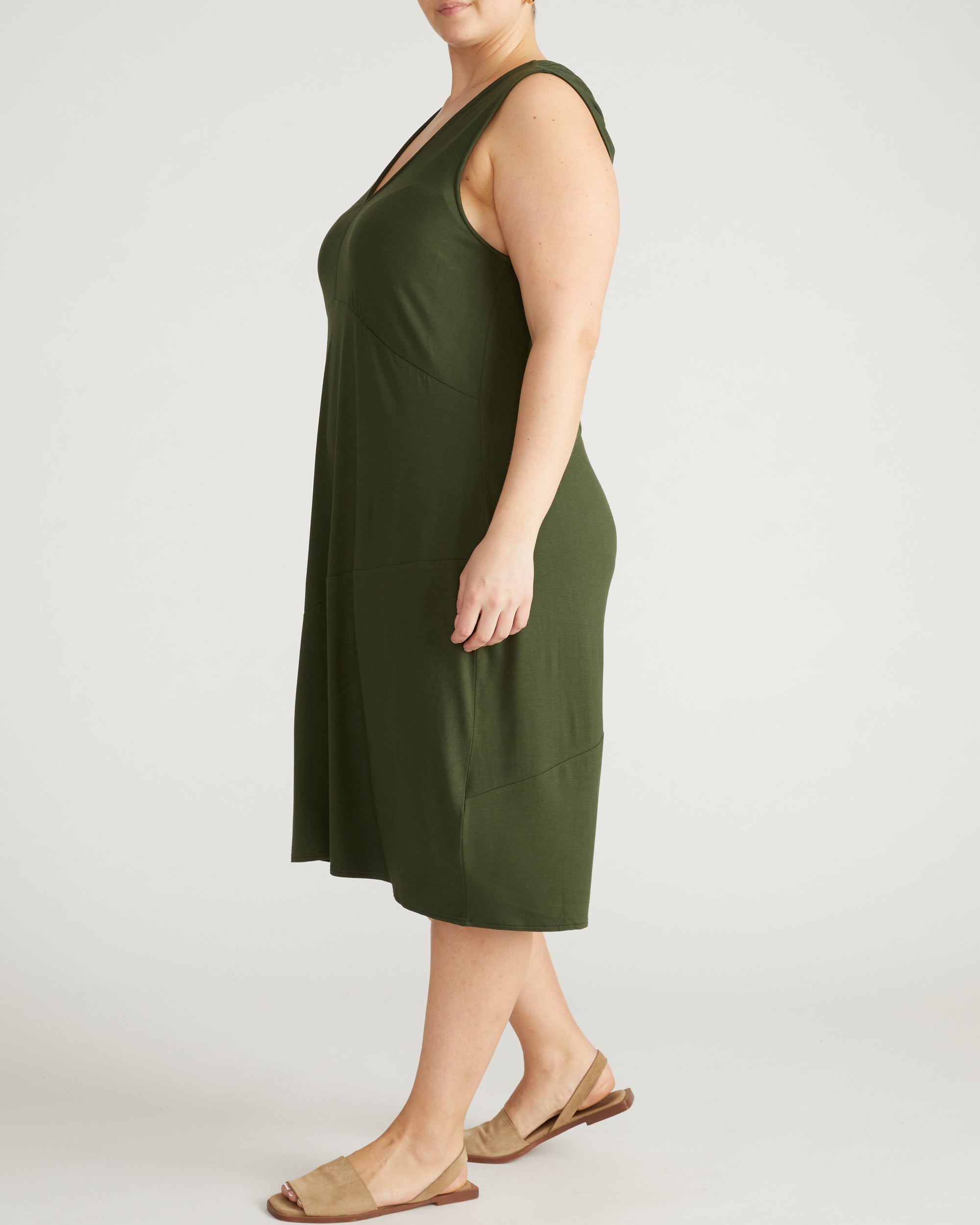 Lila Tie-Back Liquid Jersey Dress - Coratina Green | Plus Size & Straight Size Women's Fashion | Universal Standard