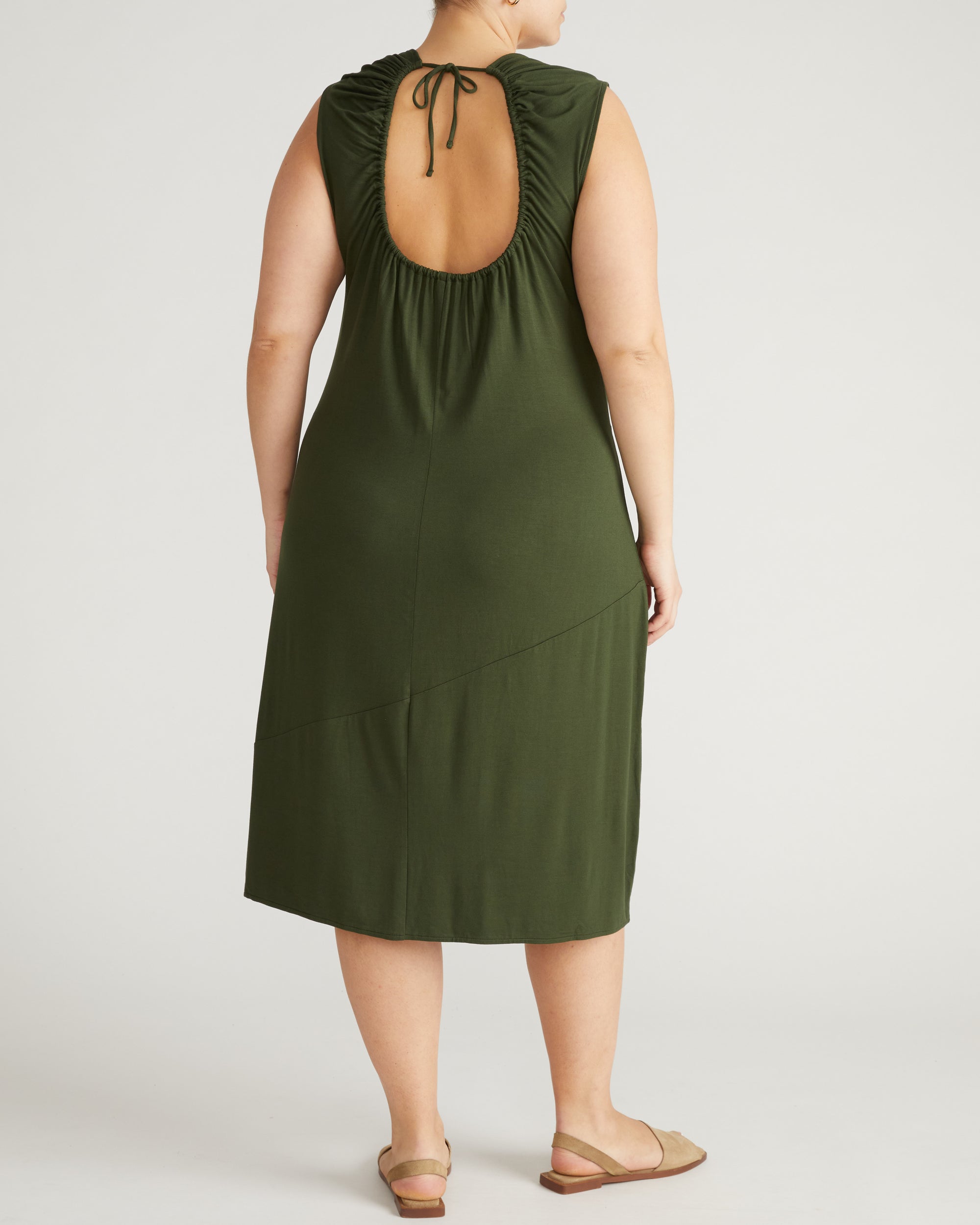 Lila Tie-Back Liquid Jersey Dress - Coratina Green | Plus Size & Straight Size Women's Fashion | Universal Standard