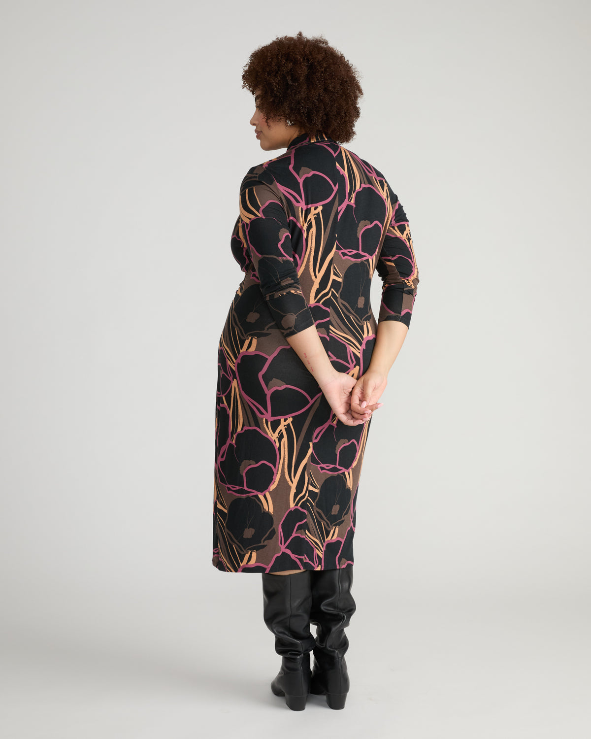 Shawl Collar Liquid Jersey Dress - Poppy Field Print | Plus Size & Straight Size Women's Fashion | Universal Standard
