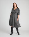 Samia Faux Wrap Cotton Poplin Dress - Black Windowpane Check | Plus Size & Straight Size Women's Fashion | Universal Standard