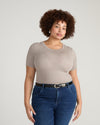 Cloud Rib Short Sleeve Crew Neck Tee - Almond Dust | Plus Size & Straight Size Women's Fashion | Universal Standard