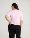 Cloud Rib Short Sleeve V-Neck Tee - Pink Dreams | Plus Size & Straight Size Women's Fashion | Universal Standard