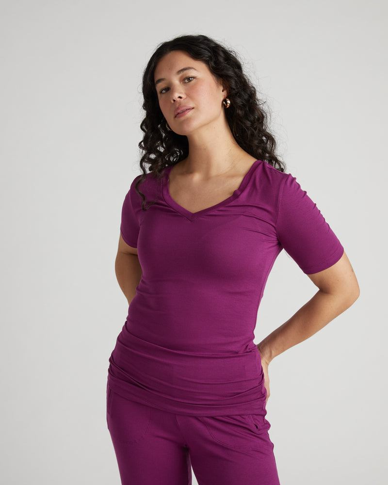 Foundation Short Sleeve V-Neck Tee - Goji Berry