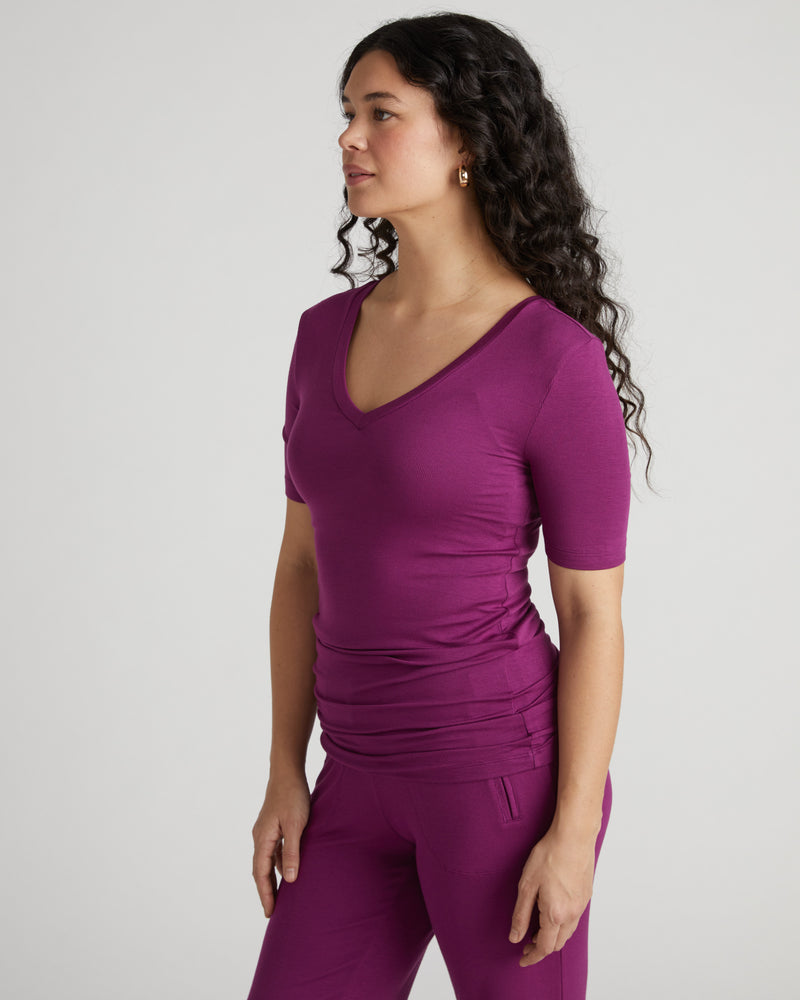 Foundation Short Sleeve V-Neck Tee - Goji Berry