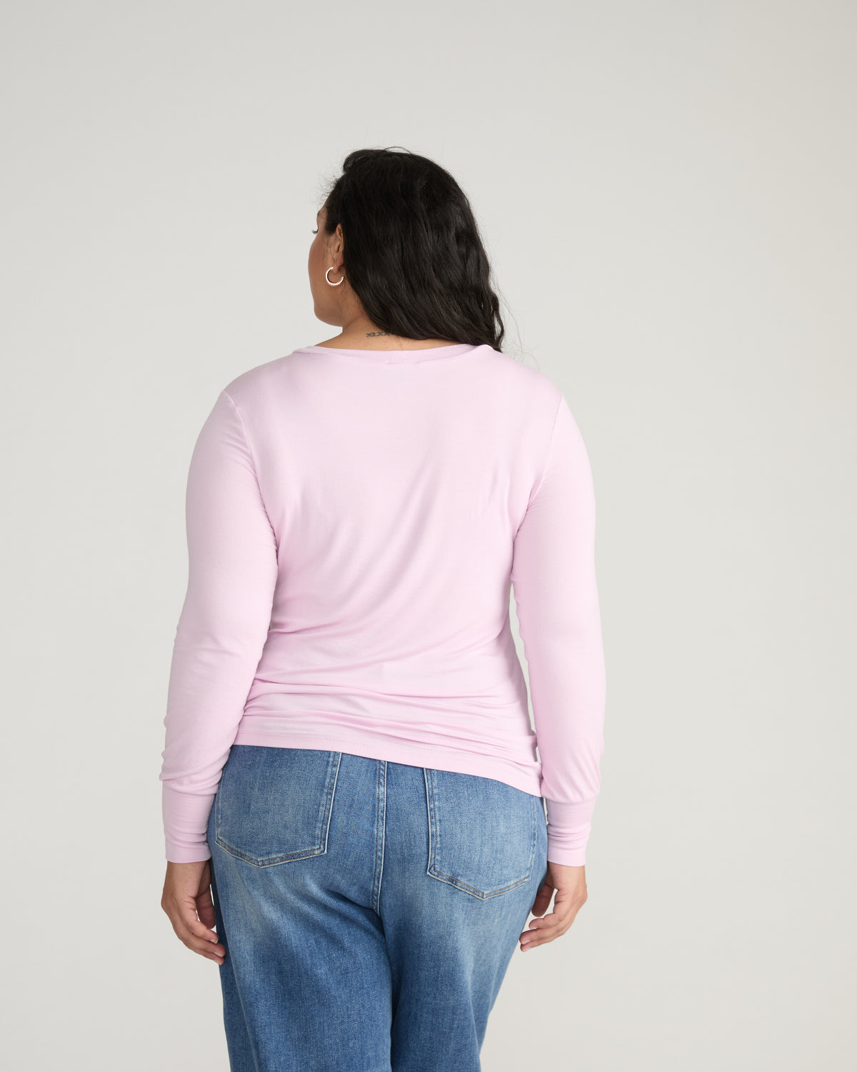 Cloud Rib Long Sleeve Crew Neck Tee - Pink Dreams | Plus Size & Straight Size Women's Fashion | Universal Standard