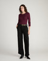 Cloud Rib Long Sleeve Crew Neck Tee - Black Cherry