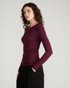 Cloud Rib Long Sleeve Crew Neck Tee - Black Cherry