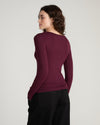 Cloud Rib Long Sleeve Crew Neck Tee - Black Cherry