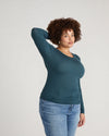 Cloud Rib Long Sleeve Crew Neck Tee - Deep Sea