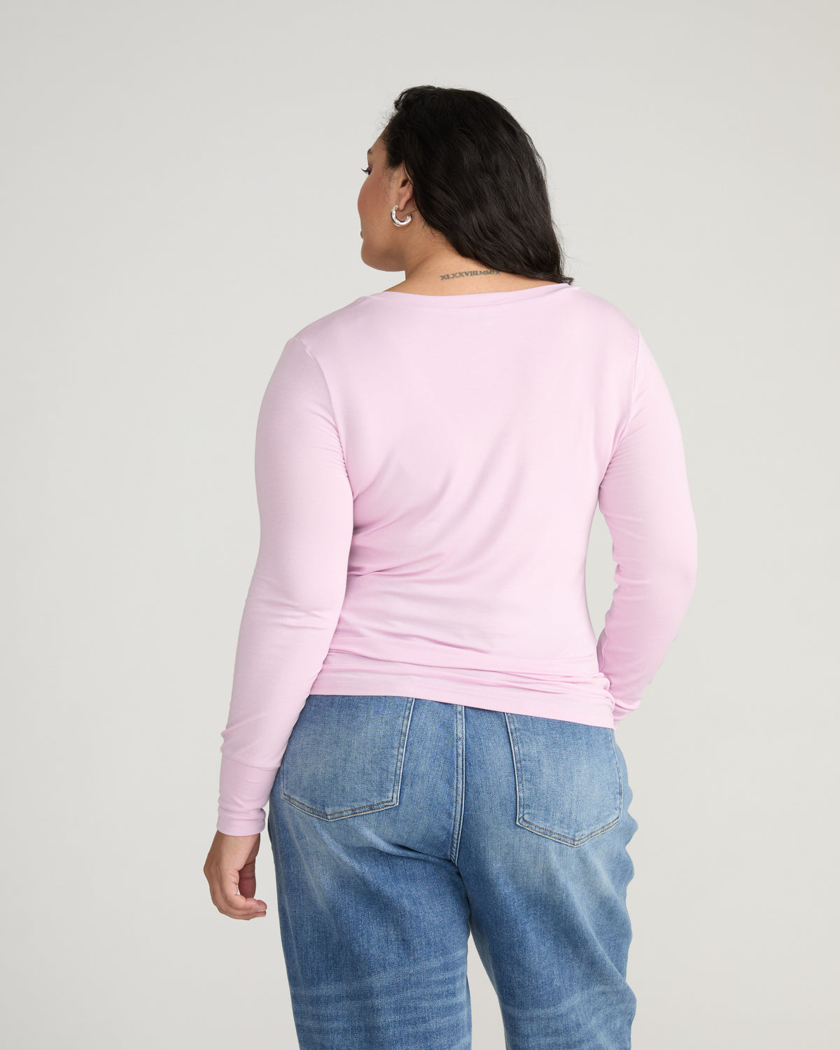 Cloud Rib Long Sleeve V-Neck Tee - Pink Dreams | Plus Size & Straight Size Women's Fashion | Universal Standard