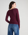 Cloud Rib Long Sleeve V-Neck Tee - Black Cherry