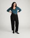Cloud Rib Long Sleeve V-Neck Tee - Deep Sea