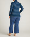 Cloud Rib Turtleneck - Teal/White Microstripe | Plus Size & Straight Size Women's Fashion | Universal Standard