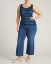 Cloud Rib Tank - Teal/White Microstripe | Plus Size & Straight Size Women's Fashion | Universal Standard