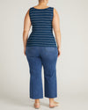 Cloud Rib Tank - Teal/White Microstripe | Plus Size & Straight Size Women's Fashion | Universal Standard