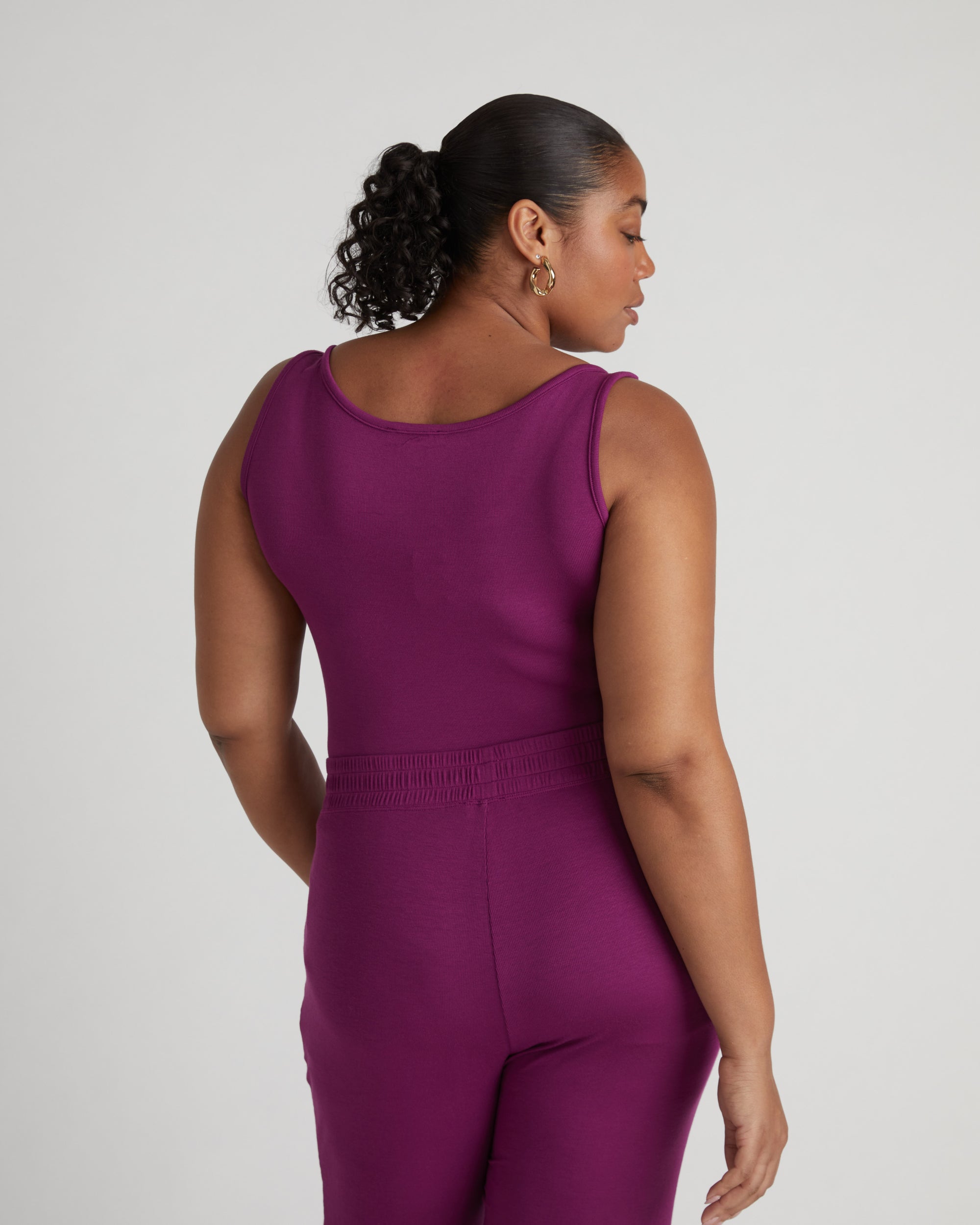 Woman wearing Foundation Tank - Goji Berry from Overstock Sale