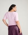 Cloud Rib Short Sleeve Square Neck Tee - Pink Dreams | Plus Size & Straight Size Women's Fashion | Universal Standard