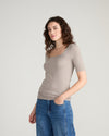 Cloud Rib Short Sleeve Square Neck Tee - Almond Dust | Plus Size & Straight Size Women's Fashion | Universal Standard