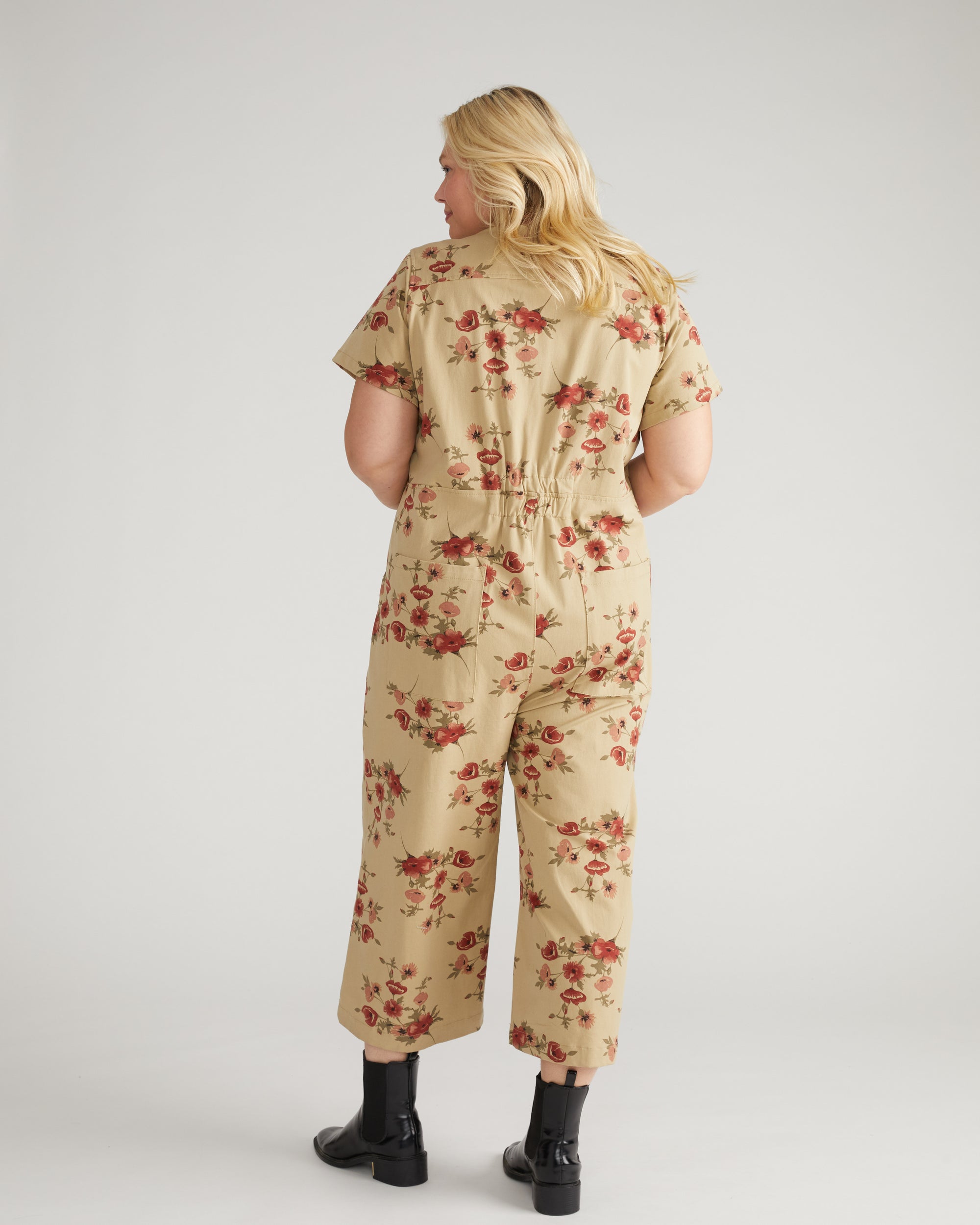 Kate Stretch Cotton Twill Jumpsuit - Wild Flower Bouquet Print