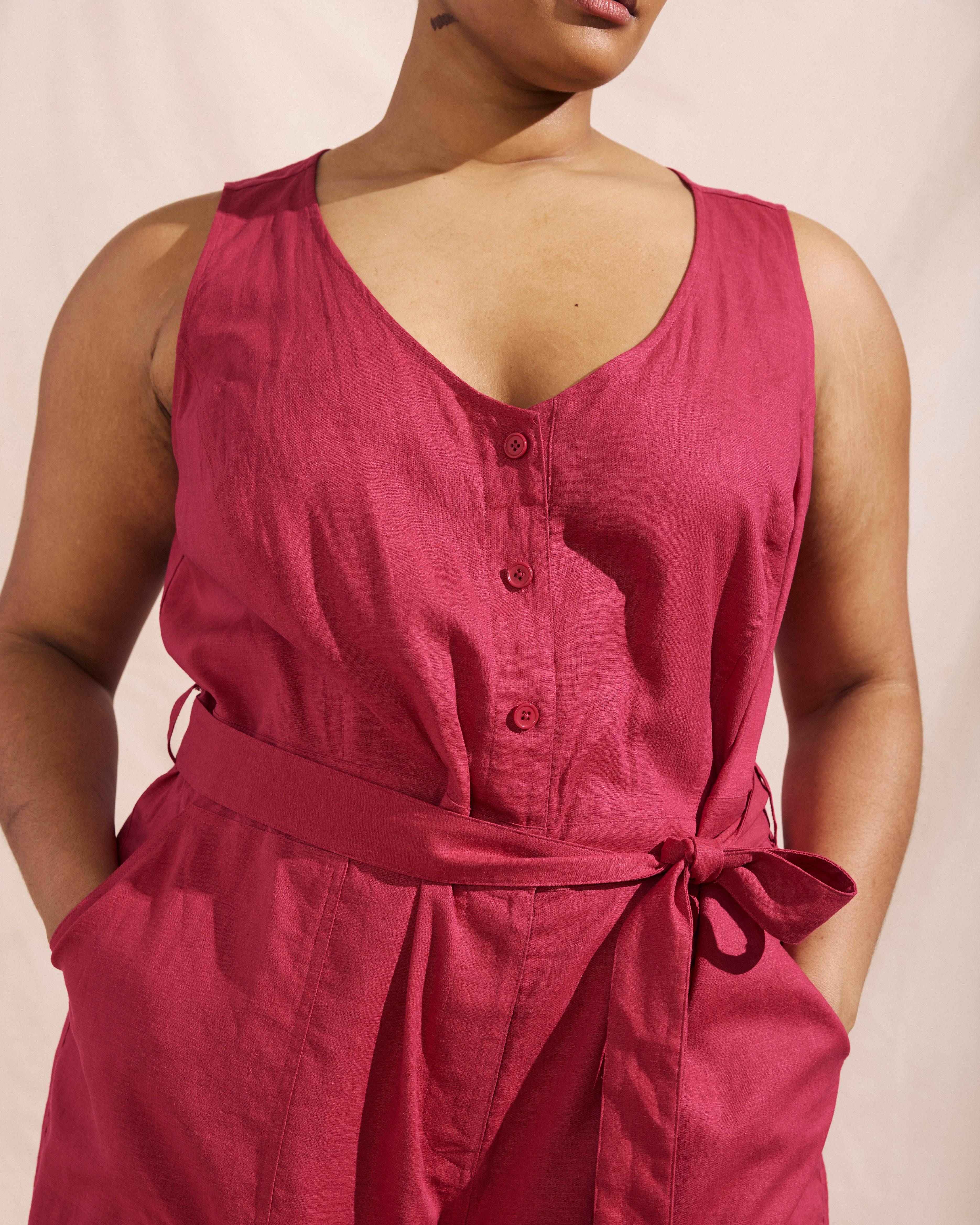 Matilda Linen Jumpsuit - Cerise – Universal Standard