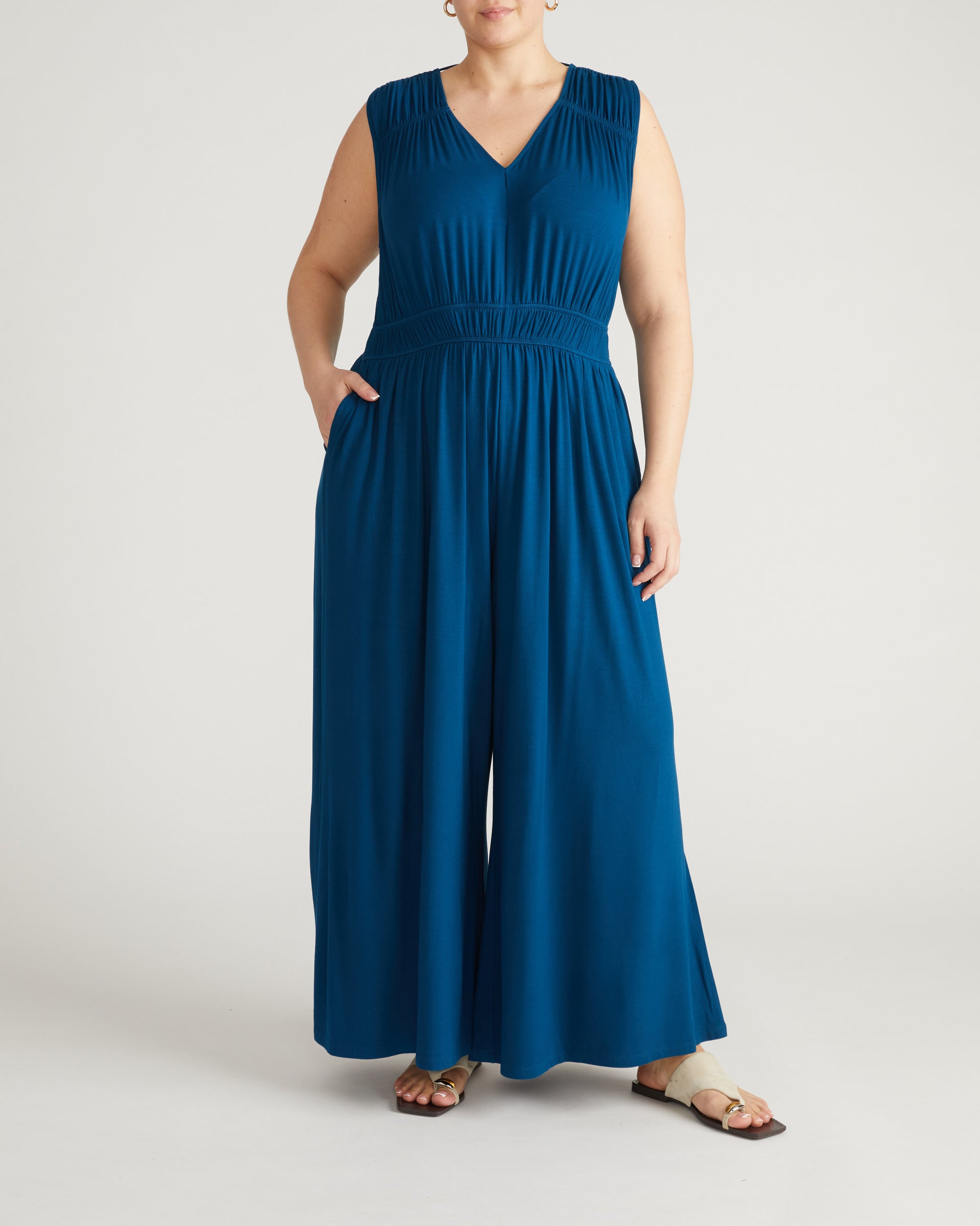 Zoey Liquid Jersey Jumpsuit - Blue Teal | Plus Size & Straight Size Women's Fashion | Universal Standard