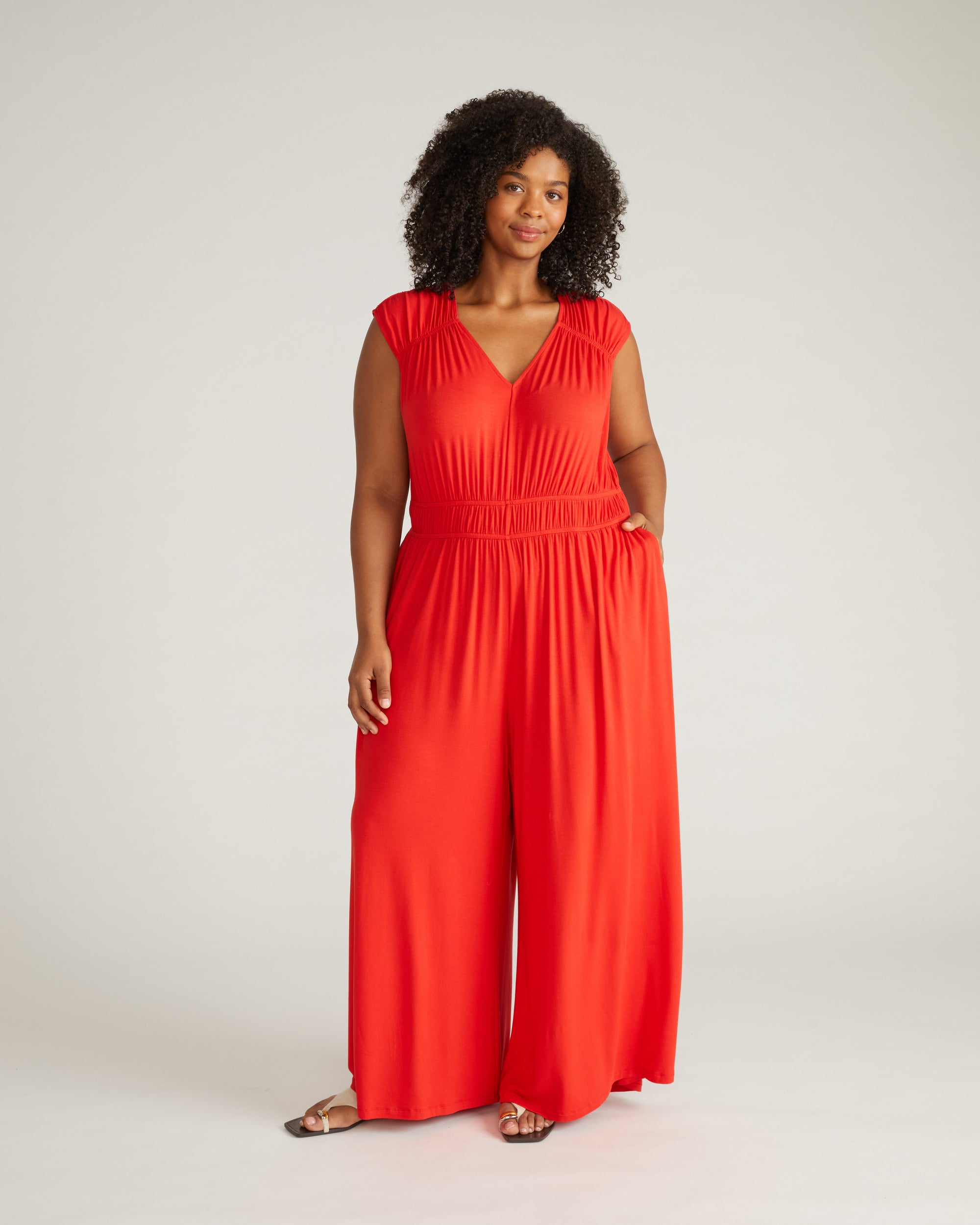 Zoey Liquid Jersey Jumpsuit - Lipstick