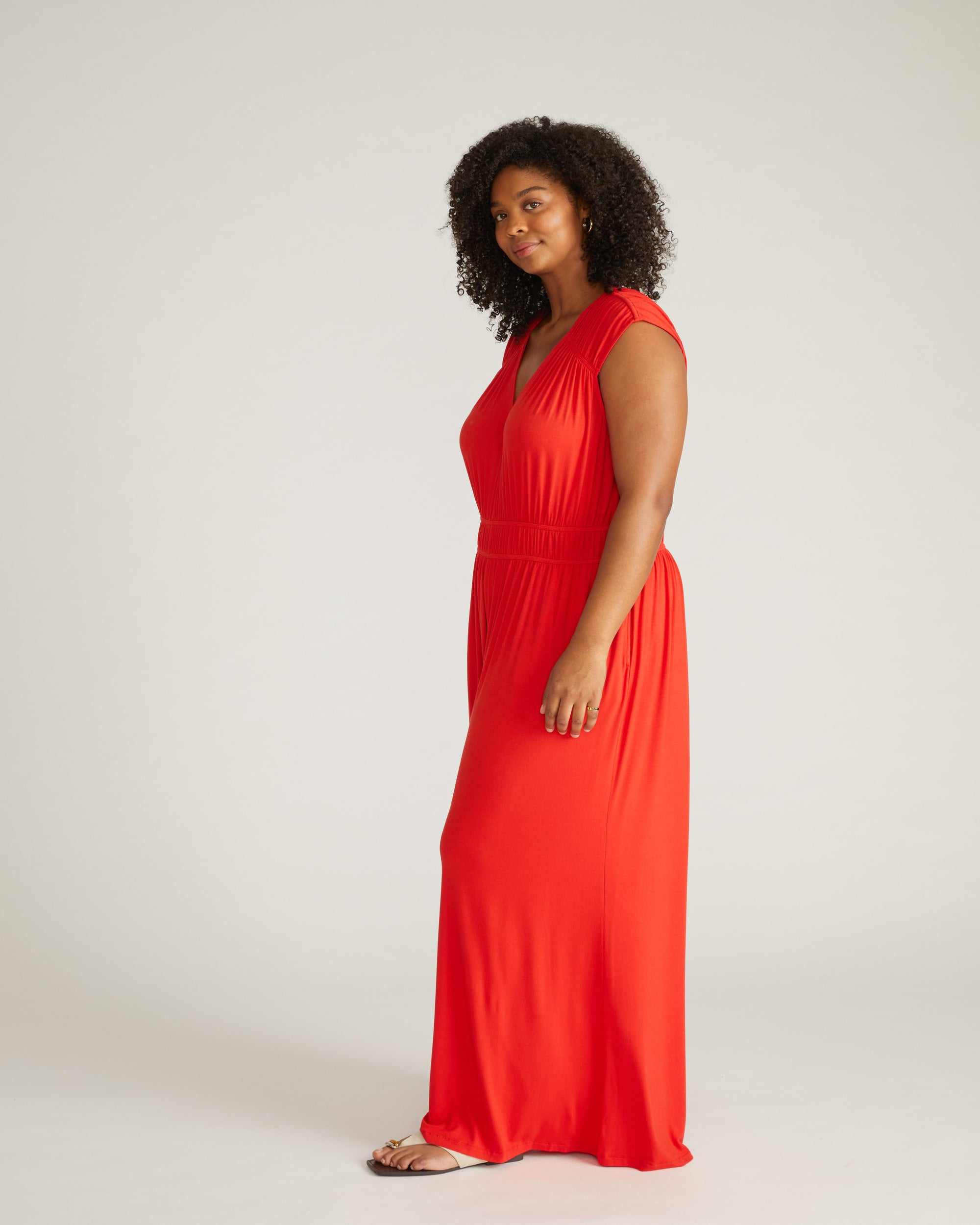 Zoey Liquid Jersey Jumpsuit - Lipstick