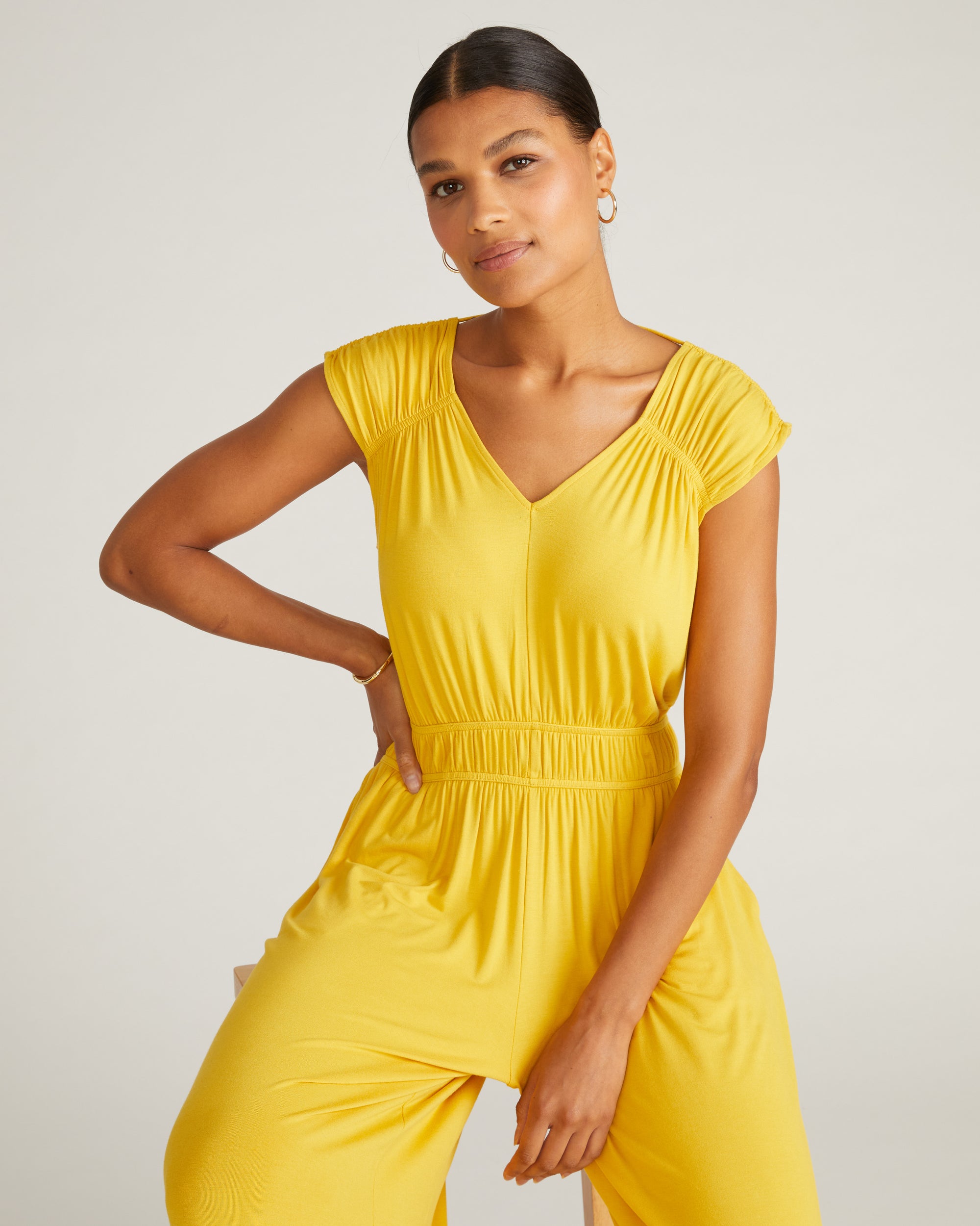 Zoey Liquid Jersey Jumpsuit - Golden Hour