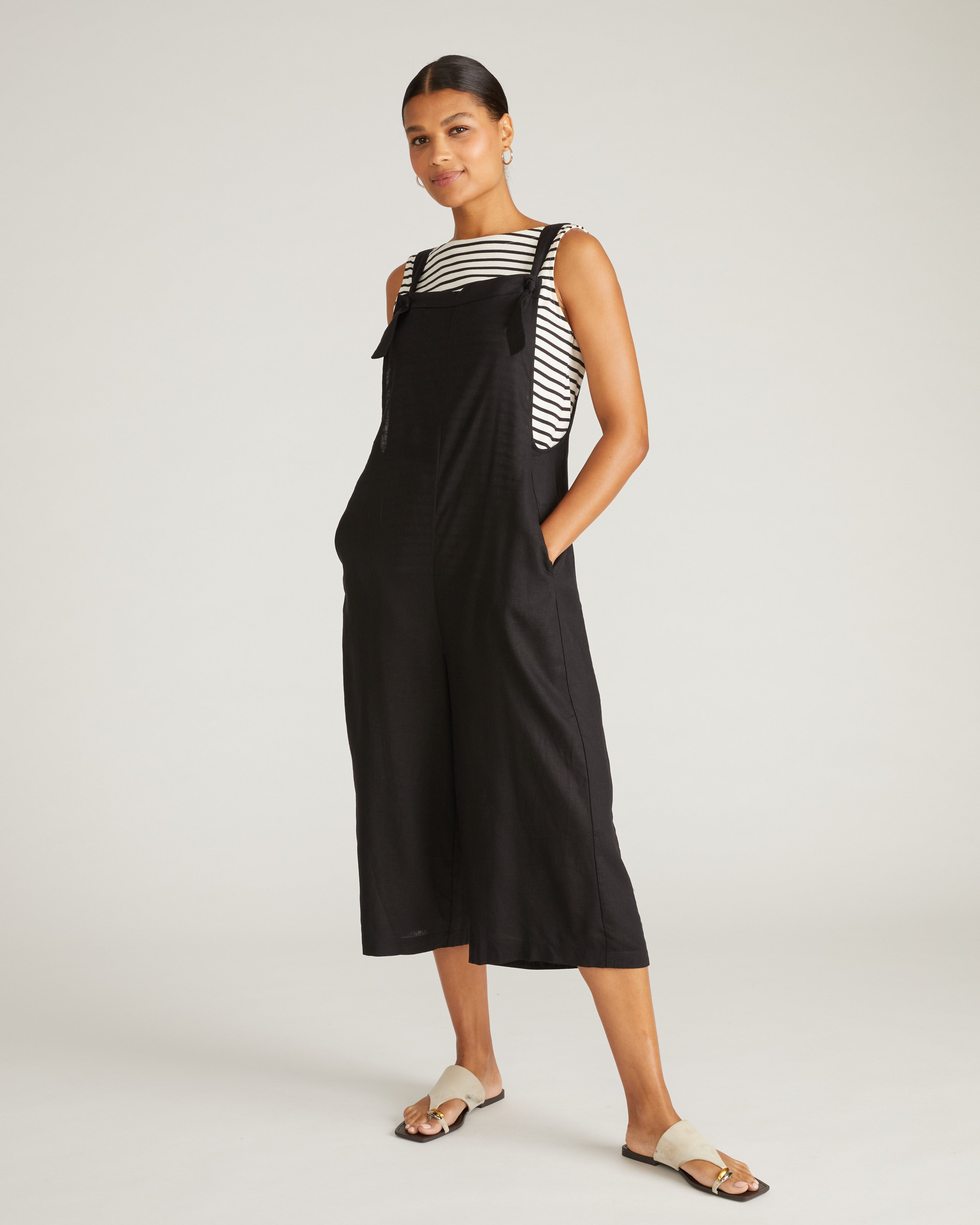 Kora Linen Blend Overalls - Black – Universal Standard
