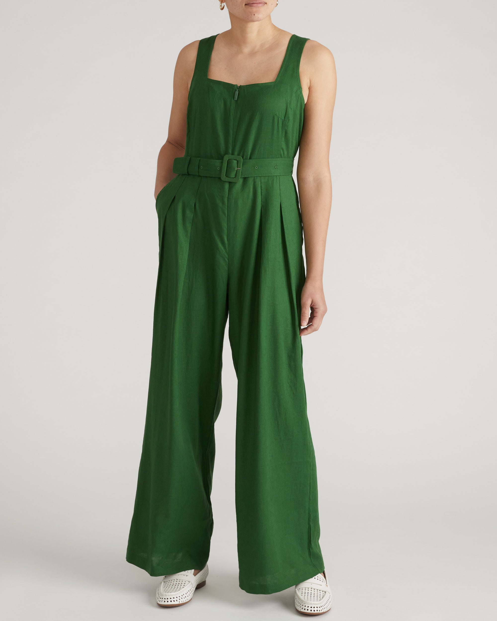 Rania Belted Linen Blend Jumpsuit - Jardin | Plus Size & Straight Size Women's Fashion | Universal Standard