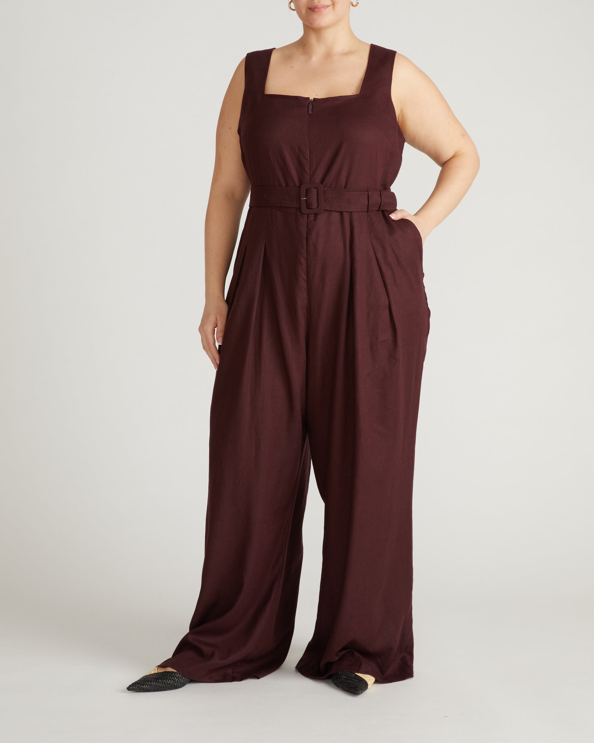 Rania Belted Linen Blend Jumpsuit - Brulee | Plus Size & Straight Size Women's Fashion | Universal Standard