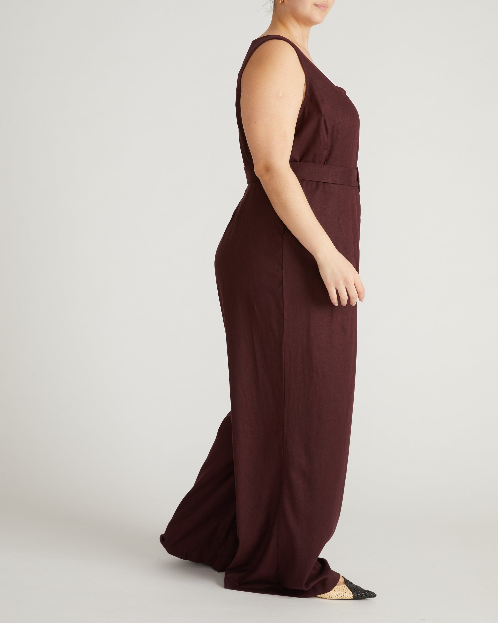 Rania Belted Linen Blend Jumpsuit - Brulee | Plus Size & Straight Size Women's Fashion | Universal Standard
