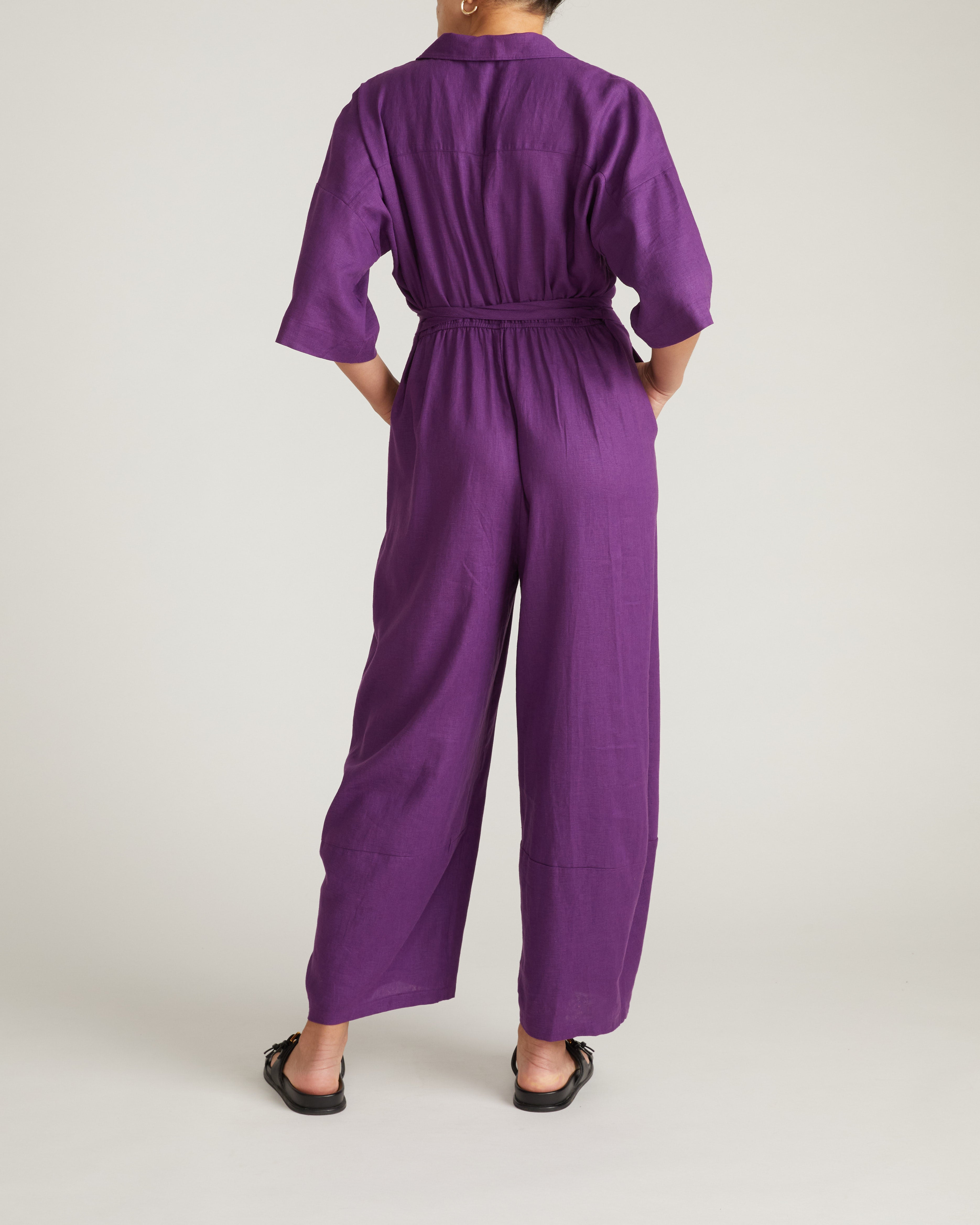Maggie Barrel Leg Linen Blend Jumpsuit - Dreamy Purple – Universal