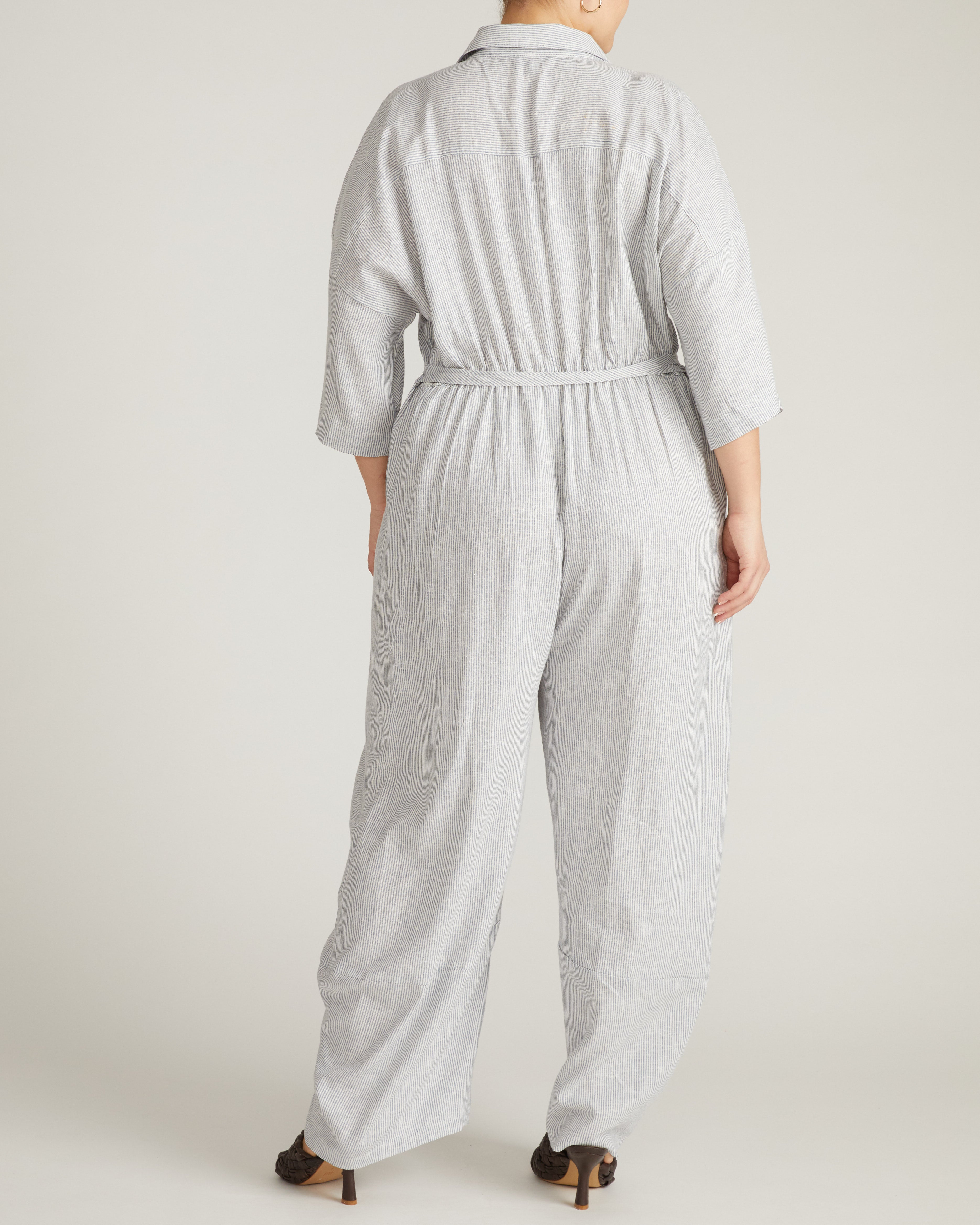 Maggie Barrel Leg Linen Blend Jumpsuit - Beach Stripe – Universal